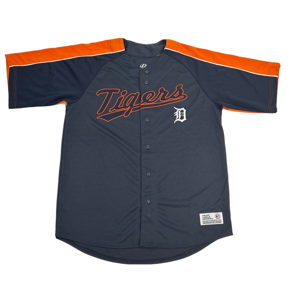 Detroit Tigers Baseball Jersey Men's L (42-44) Gray Orange‎ Dynasty MLB